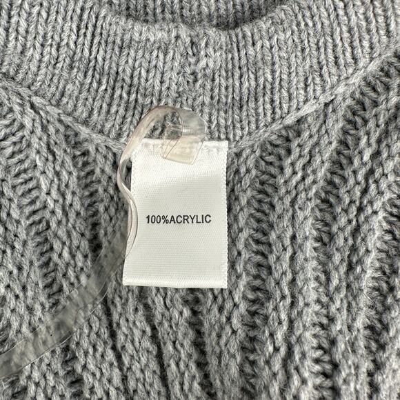 Neiman Marcus Gray Knit Open Waterfall Long Cardigan Large Soft Sweater - Picture 4 of 5